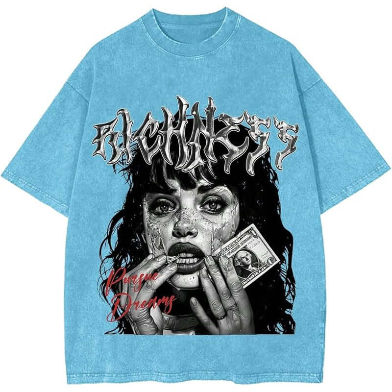 Camiseta gráfica moderna para hombre en color azul con diseño audaz y original.